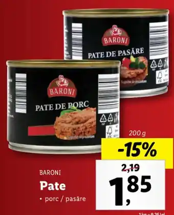 Lidl Baroni pate porc / pasăre 200g Ofertă