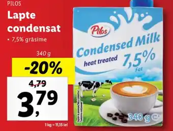 Lidl Pilos lapte condensat 7.5% grăsime 340g Ofertă