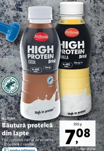 Lidl Milbona băutură proteică din lapte cu conținut ridicat de proteine ciocolată / vanilie 350g Ofertă