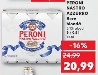 Kaufland Peroni nastro azzurro bere blondă 5.1% 6 x 0.5l doză Ofertă
