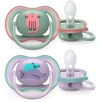 Suzeta philips avent ultra air scf085/18, 6 luni+, 2 buc, verde inchis-mov