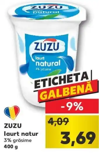 Kaufland Zuzu iaurt natur 3% grăsime 400g Ofertă