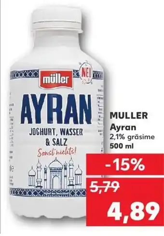 Kaufland Muller ayran 2.1% grăsime 500ml Ofertă