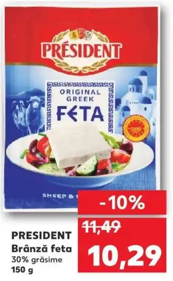Kaufland President brânză feta 30% grăsime 150g Ofertă
