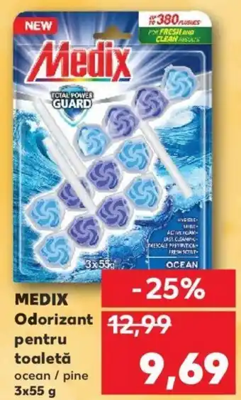Kaufland Medix odorizant pentru toaletă ocean / pine 3 x 55g Ofertă