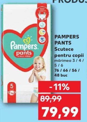 Kaufland Pampers pants scutece pentru copii mărimea 3 / 4 / 5 / 6 76 / 66 / 56 / 48 buc Ofertă