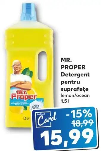 Kaufland Mr. proper detergent pentru suprafețe lemon / ocean 1.5l Ofertă