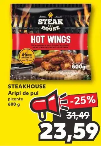 Kaufland Steakhouse aripi de pui picante 600g Ofertă