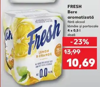 Kaufland Fresh bere aromatizată fără alcool lămâie și portocale 4 x 0.5l doză Ofertă