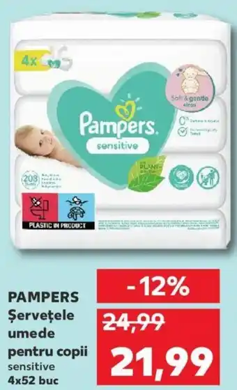 Pampers șervețele umede pentru copii sensitive 4 x 52 buc
