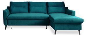 Favi Colțar extensibil din catifea cu șezlong pe partea dreaptă miuform stylish stan, turcoaz Ofertă