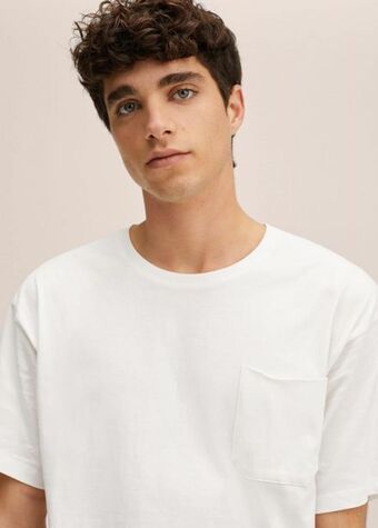 MANGO Tricou din bumbac cu buzunar Ofertă