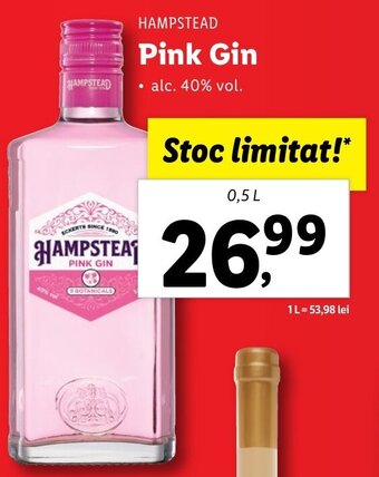 Lidl Hampstead pink gin 0.5l Ofertă