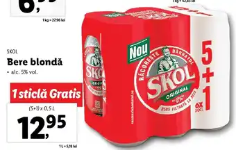 Lidl Skol bere blondă 5+1 x 0.5l Ofertă