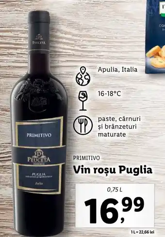 Lidl Primitivo vin roșu puglia 0.75l Ofertă