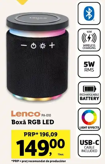 Lidl Lenco pa-010 boxă rgb led Ofertă