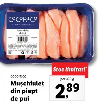 Lidl Coco rico mușchiuleț din piept de pui per 100g Ofertă