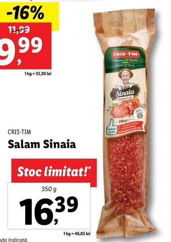 Lidl Cris-tim salam sinaia 350g Ofertă
