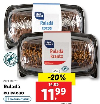 Lidl Chef select ruladă cu cacao 850g Ofertă