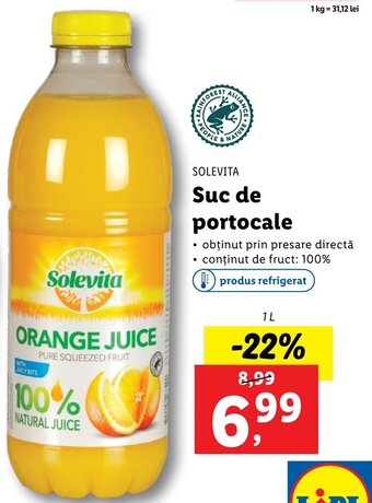 Lidl Solevita suc de portocale 1l Ofertă