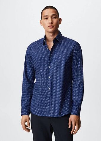 Cămașă slim-fit imprimată din bumbac