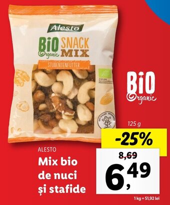 Lidl Alesto mix bio de nuci și stafide 125g Ofertă