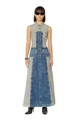 Long shirt dress in inside-out denim