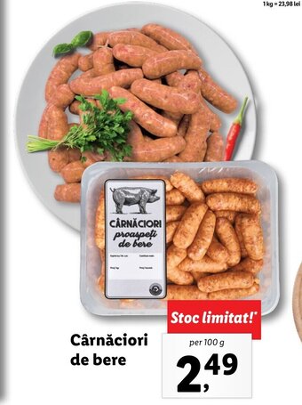 Lidl Cârnăciori de bere per 100g Ofertă