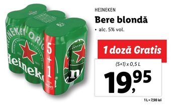 Lidl Heineken bere blondă 5+1 x 0.5l Ofertă