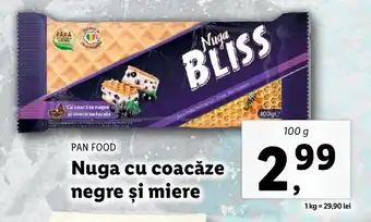Lidl Pan food nuga cu coacăze 100g negre și miere 100g Ofertă