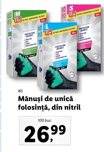 Lidl W5 mănuși de unică folosință din nitril 10 buc Ofertă