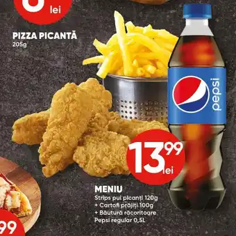 PROFI Fiigo cafe meniu strips pui 120g + cartofi prăjiți100g + băutură răcoritoare Pepsi regular 0.5l Ofertă