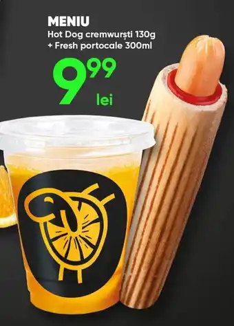 PROFI Meniu Hot Dog cremwurști 130 g + Fresh portocale 300 ml Ofertă