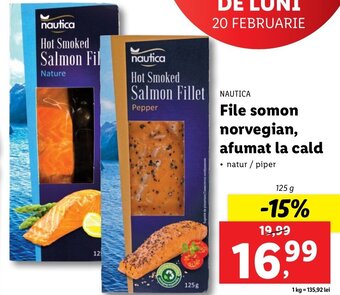 Lidl Nautica File somon norvegian, afumat la cald 125g Ofertă
