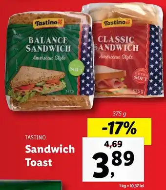 Lidl Tastino Sandwicj Toast 375g Ofertă
