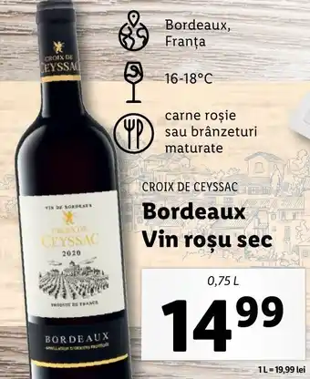 Lidl Croix de Ceyssac Bordeaux Vin roșu sec 0,75l Ofertă