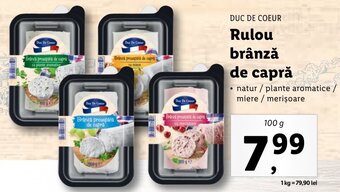 Lidl Duc de Coeur Rulou brânză de capră 100g Ofertă