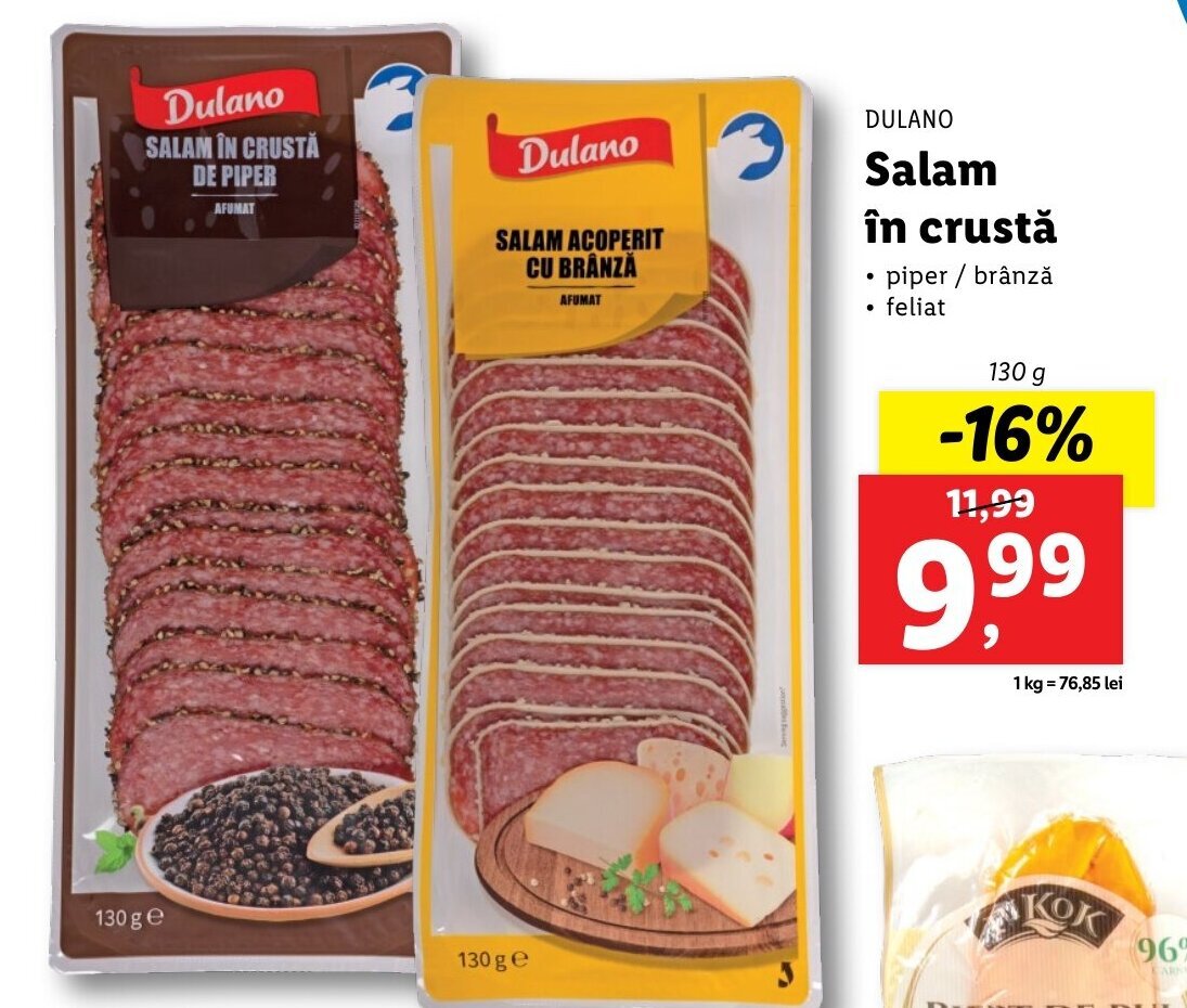 Dulano Salam în crustă 130g ofertă la Lidl