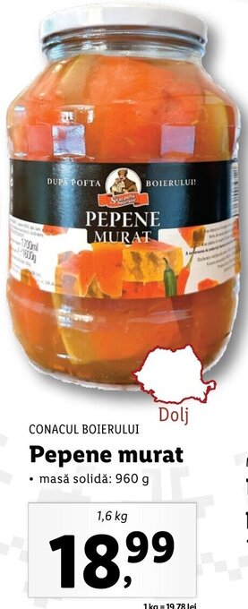 Lidl Conacul Boierului Pepene murat 1.6kg Ofertă
