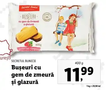 Lidl Secretul Bunicii Bușeuri cu gem de zmeură și glazură 400g Ofertă