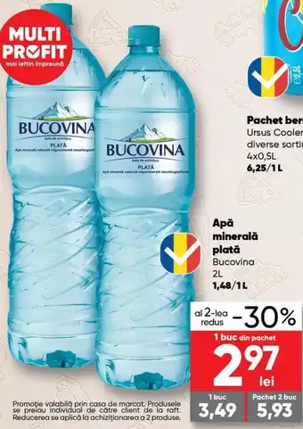 Bucovina Apă minerală plată 2L