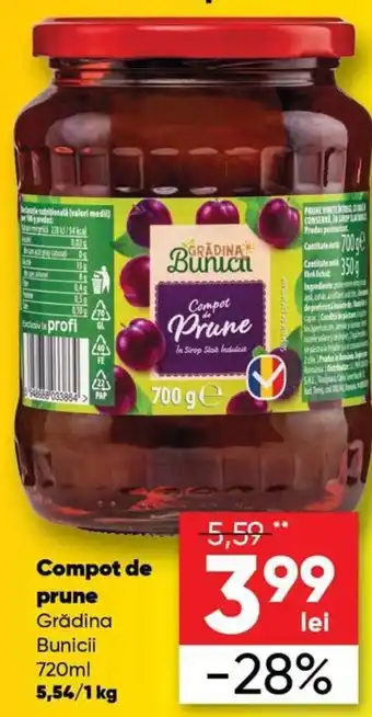 PROFI Grądina Bunicii Compot de prune 720 ml Ofertă