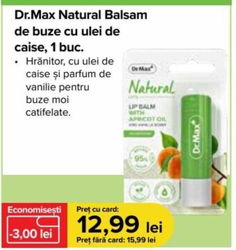 Dr.Max Dr.Max Natural Balsam de buze cu ulei de caise 1 buc. Ofertă