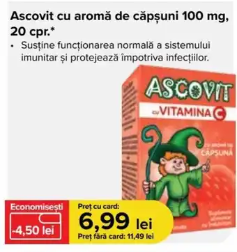 Ascovit cu aromă de căpșuni 100 mg, 20 cpr.