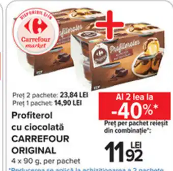 Carrefour Carrefour original profiterol cu ciocolată 4 x 90g Ofertă