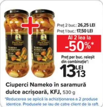 Carrefour Kfj ciuperci nameko în saramură dulce acrișoară 530g Ofertă