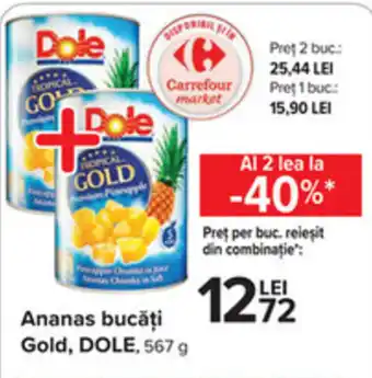 Carrefour Dole ananas bucăți gold 567g Ofertă