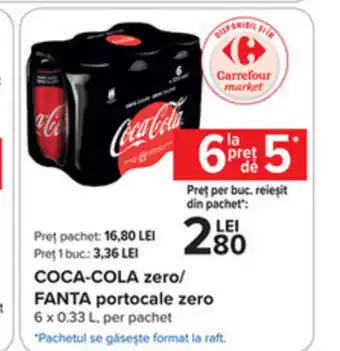 Carrefour Coca-cola zero / fanta portocale zero 0.33l Ofertă