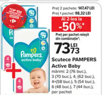 Carrefour Pampers active baby scutece per pachet Ofertă