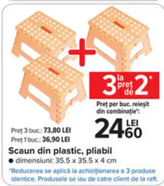 Carrefour Scaun din plastic pliabil 35.5 x 35.5 x 4 cm Ofertă